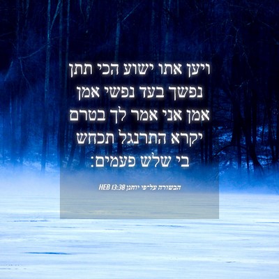 Picture 04 - הבשורה על־פי יוחנן 13:38 HEB - ויען אתו ישוע הכי תתן נפשך - Bible Verse Picture