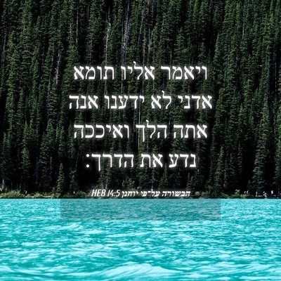 Picture 04 - הבשורה על־פי יוחנן 14:5 HEB - ויאמר אליו תומא אדני לא - Bible Verse Picture