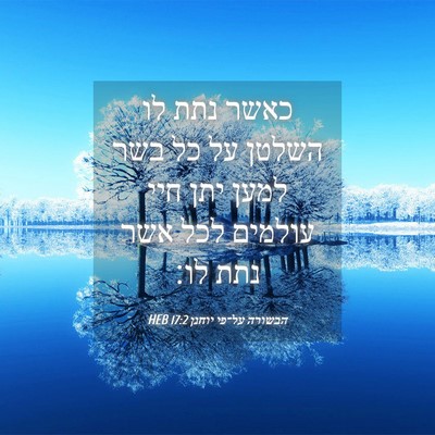 Picture 04 - הבשורה על־פי יוחנן 17:2 HEB - כאשר נתת לו השלטן על כל בשר - Bible Verse Picture