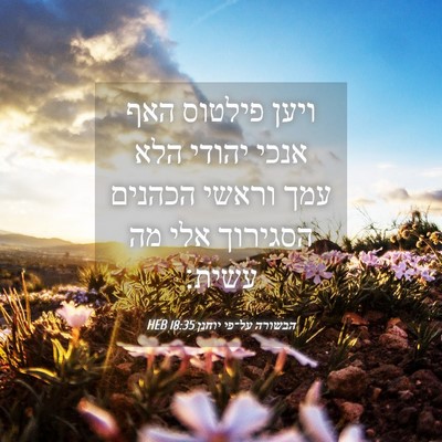 Picture 04 - הבשורה על־פי יוחנן 18:35 HEB - ויען פילטוס האף אנכי יהודי - Bible Verse Picture