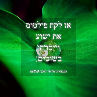 Picture 04 - הבשורה על־פי יוחנן 19:1 HEB - אז לקח פילטוס את ישוע - Bible Verse Picture
