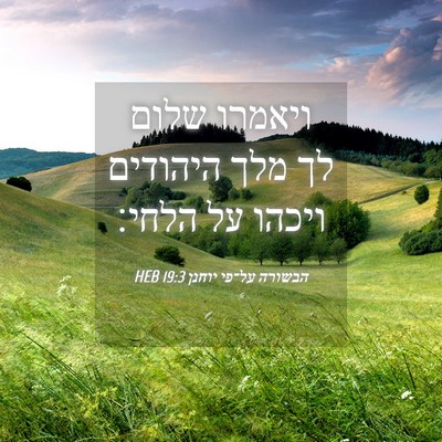 Picture 04 - הבשורה על־פי יוחנן 19:3 HEB - ויאמרו שלום לך מלך היהודים - Bible Verse Picture
