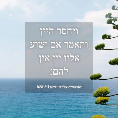 Picture 04 - הבשורה על־פי יוחנן 2:3 HEB - ויחסר היין ותאמר אם ישוע - Bible Verse Picture