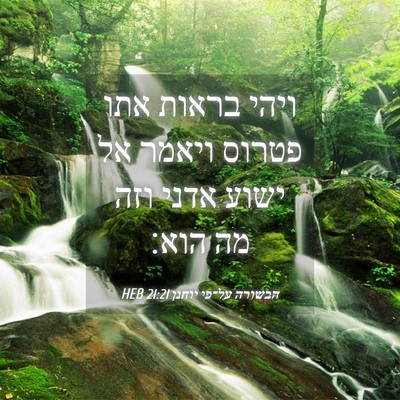 Picture 04 - הבשורה על־פי יוחנן 21:21 HEB - ויהי בראות אתו פטרוס ויאמר - Bible Verse Picture