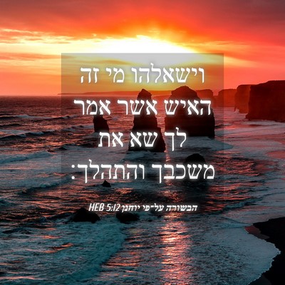 Picture 04 - הבשורה על־פי יוחנן 5:12 HEB - וישאלהו מי זה האיש אשר אמר - Bible Verse Picture