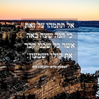 Picture 04 - הבשורה על־פי יוחנן 5:28 HEB - אל תתמהו על זאת כי הנה שעה - Bible Verse Picture