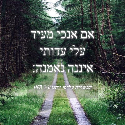 Picture 04 - הבשורה על־פי יוחנן 5:31 HEB - אם אנכי מעיד עלי עדותי - Bible Verse Picture
