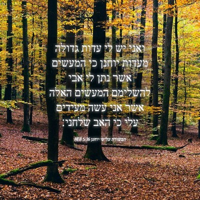 Picture 04 - הבשורה על־פי יוחנן 5:36 HEB - ואני יש לי עדות גדולה מעדות - Bible Verse Picture