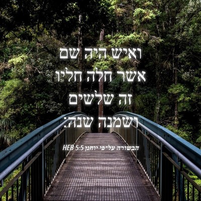 Picture 04 - הבשורה על־פי יוחנן 5:5 HEB - ואיש היה שם אשר חלה חליו זה - Bible Verse Picture