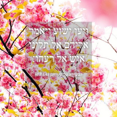 Picture 04 - הבשורה על־פי יוחנן 6:43 HEB - ויען ישוע ויאמר אליהם אל - Bible Verse Picture