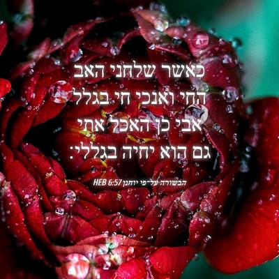 Picture 04 - הבשורה על־פי יוחנן 6:57 HEB - כאשר שלחני האב החי ואנכי חי - Bible Verse Picture