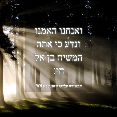 Picture 04 - הבשורה על־פי יוחנן 6:69 HEB - ואנחנו האמנו ונדע כי אתה - Bible Verse Picture
