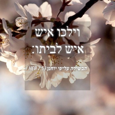 Picture 04 - הבשורה על־פי יוחנן 7:53 HEB - וילכו איש איש - Bible Verse Picture