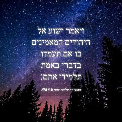 Picture 04 - הבשורה על־פי יוחנן 8:31 HEB - ויאמר ישוע אל היהודים - Bible Verse Picture