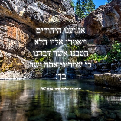 Picture 04 - הבשורה על־פי יוחנן 8:48 HEB - אז יענו היהודים ויאמרו - Bible Verse Picture