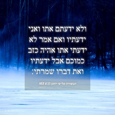 Picture 04 - הבשורה על־פי יוחנן 8:55 HEB - ולא ידעתם אתו ואני ידעתיו - Bible Verse Picture