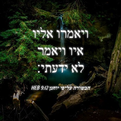 Picture 04 - הבשורה על־פי יוחנן 9:12 HEB - ויאמרו אליו איו ויאמר לא - Bible Verse Picture