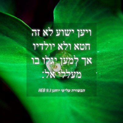 Picture 04 - הבשורה על־פי יוחנן 9:3 HEB - ויען ישוע לא זה חטא ולא - Bible Verse Picture