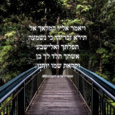 Picture 04 - הבשורה על־פי לוקס 1:13 HEB - ויאמר אליו המלאך אל תירא - Bible Verse Picture