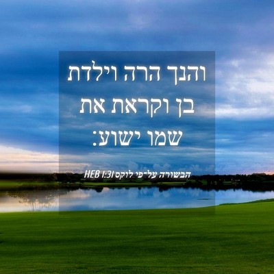 Picture 04 - הבשורה על־פי לוקס 1:31 HEB - והנך הרה וילדת בן וקראת את - Bible Verse Picture