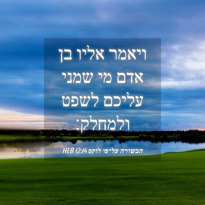 Picture 04 - הבשורה על־פי לוקס 12:14 HEB - ויאמר אליו בן אדם מי שמני - Bible Verse Picture