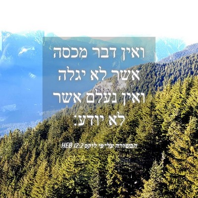 Picture 04 - הבשורה על־פי לוקס 12:2 HEB - ואין דבר מכסה אשר לא יגלה - Bible Verse Picture