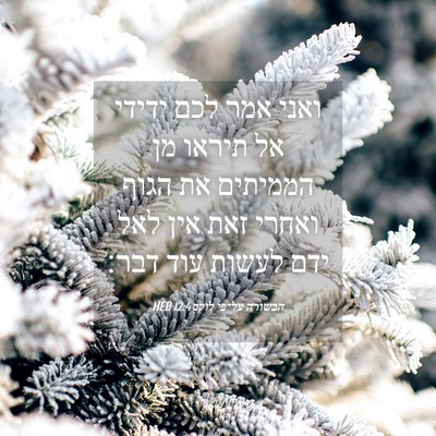 Picture 04 - הבשורה על־פי לוקס 12:4 HEB - ואני אמר לכם ידידי אל תיראו - Bible Verse Picture
