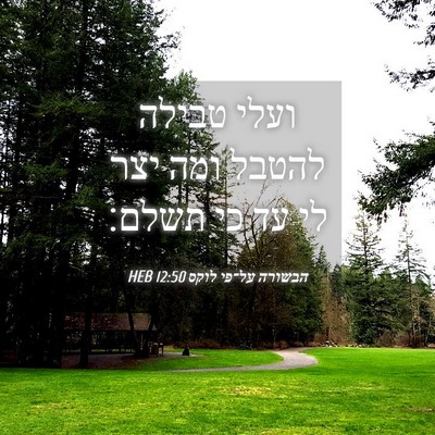 Picture 04 - הבשורה על־פי לוקס 12:50 HEB - ועלי טבילה להטבל ומה יצר לי - Bible Verse Picture