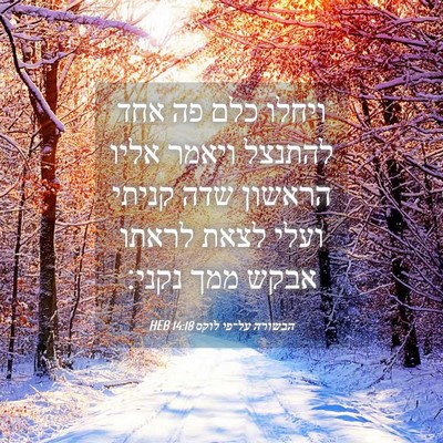 Picture 04 - הבשורה על־פי לוקס 14:18 HEB - ויחלו כלם פה אחד להתנצל - Bible Verse Picture