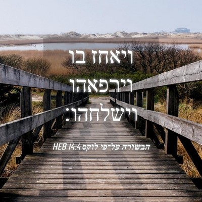 Picture 04 - הבשורה על־פי לוקס 14:4 HEB - ויאחז בו וירפאהו - Bible Verse Picture