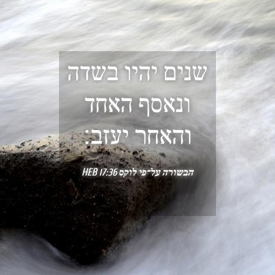 Picture 04 - הבשורה על־פי לוקס 17:36 HEB - שנים יהיו בשדה ונאסף האחד - Bible Verse Picture
