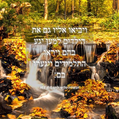 Picture 04 - הבשורה על־פי לוקס 18:15 HEB - ויביאו אליו גם את הילדים - Bible Verse Picture