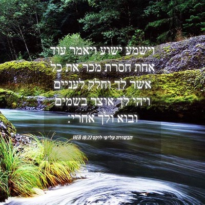 Picture 04 - הבשורה על־פי לוקס 18:22 HEB - וישמע ישוע ויאמר עוד אחת - Bible Verse Picture