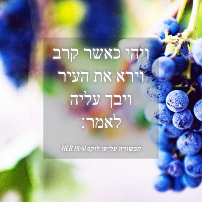 Picture 04 - הבשורה על־פי לוקס 19:41 HEB - ויהי כאשר קרב וירא את העיר - Bible Verse Picture