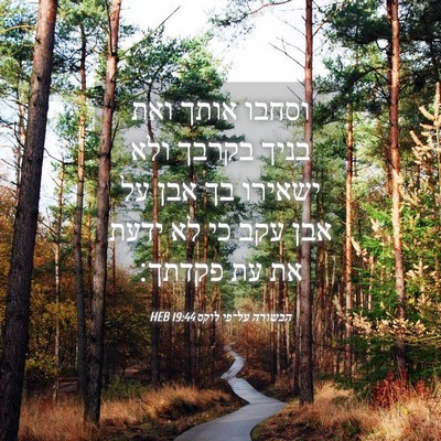 Picture 04 - הבשורה על־פי לוקס 19:44 HEB - וסחבו אותך ואת בניך בקרבך - Bible Verse Picture