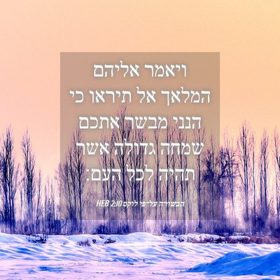Picture 04 - הבשורה על־פי לוקס 2:10 HEB - ויאמר אליהם המלאך אל תיראו - Bible Verse Picture
