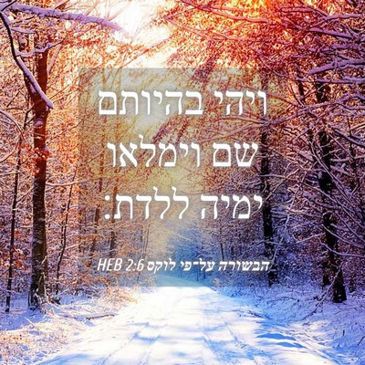 Picture 04 - הבשורה על־פי לוקס 2:6 HEB - ויהי בהיותם שם וימלאו ימיה - Bible Verse Picture