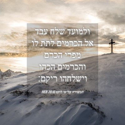 Picture 04 - הבשורה על־פי לוקס 20:10 HEB - ולמועד שלח עבד אל הכרמים - Bible Verse Picture