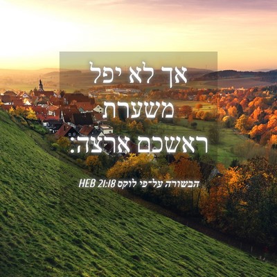 Picture 04 - הבשורה על־פי לוקס 21:18 HEB - אך לא יפל משערת ראשכם - Bible Verse Picture