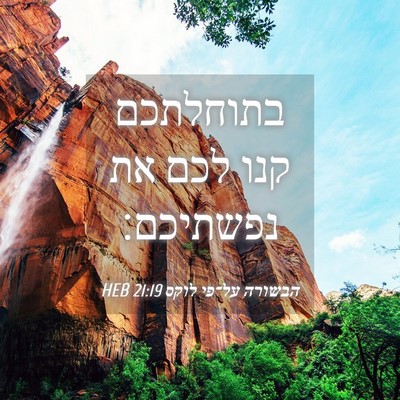 Picture 04 - הבשורה על־פי לוקס 21:19 HEB - בתוחלתכם קנו לכם את - Bible Verse Picture