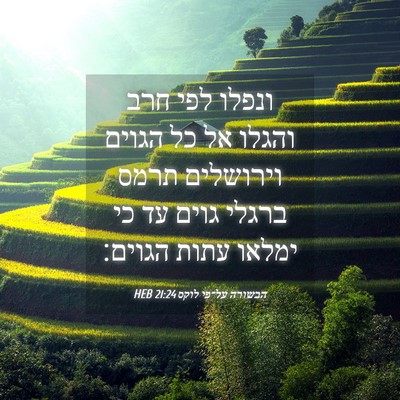 Picture 04 - הבשורה על־פי לוקס 21:24 HEB - ונפלו לפי חרב והגלו אל כל - Bible Verse Picture