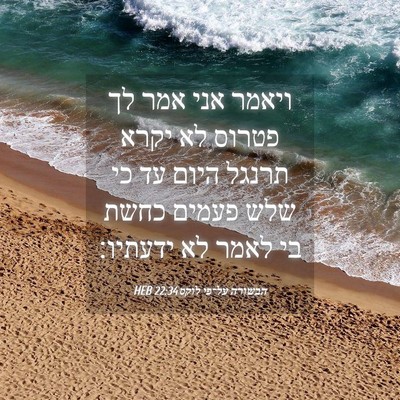 Picture 04 - הבשורה על־פי לוקס 22:34 HEB - ויאמר אני אמר לך פטרוס לא - Bible Verse Picture