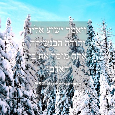 Picture 04 - הבשורה על־פי לוקס 22:48 HEB - ויאמר ישוע אליו יהודה - Bible Verse Picture