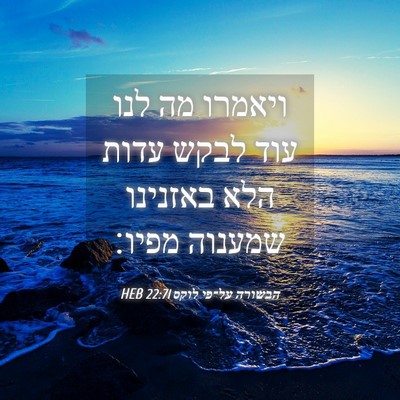 Picture 04 - הבשורה על־פי לוקס 22:71 HEB - ויאמרו מה לנו עוד לבקש עדות - Bible Verse Picture