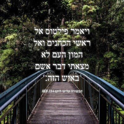 Picture 04 - הבשורה על־פי לוקס 23:4 HEB - ויאמר פילטוס אל ראשי - Bible Verse Picture