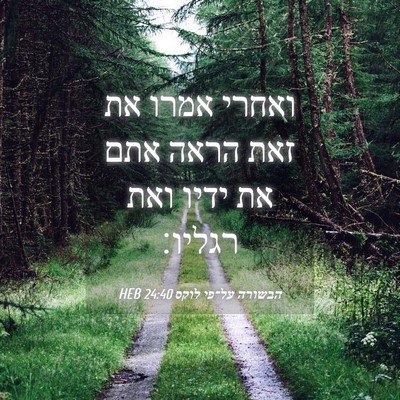 Picture 04 - הבשורה על־פי לוקס 24:40 HEB - ואחרי אמרו את זאת הראה אתם - Bible Verse Picture