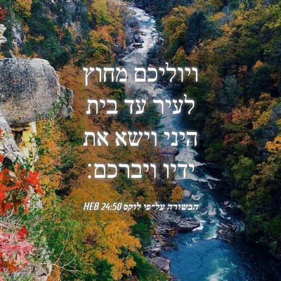 Picture 04 - הבשורה על־פי לוקס 24:50 HEB - ויוליכם מחוץ לעיר עד בית - Bible Verse Picture