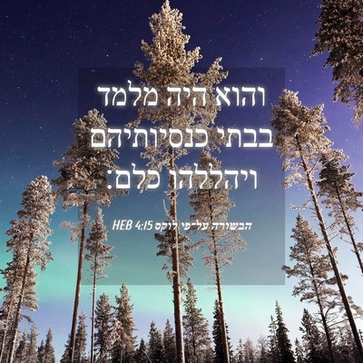 Picture 04 - הבשורה על־פי לוקס 4:15 HEB - והוא היה מלמד בבתי - Bible Verse Picture
