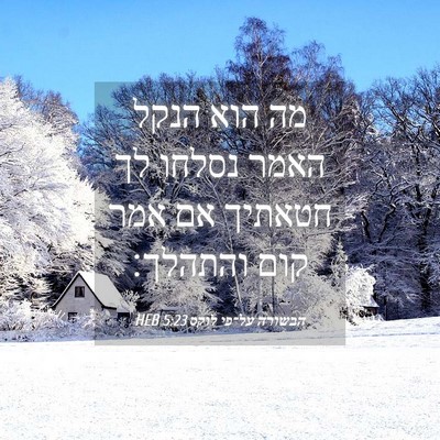 Picture 04 - הבשורה על־פי לוקס 5:23 HEB - מה הוא הנקל האמר נסלחו לך - Bible Verse Picture