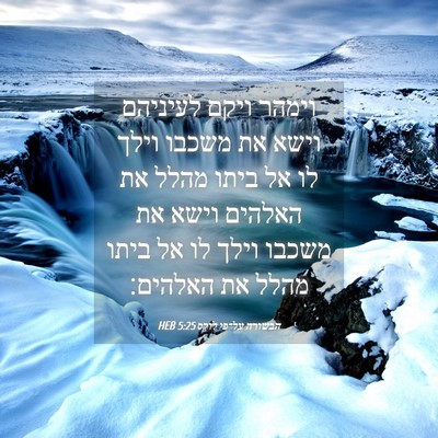 Picture 04 - הבשורה על־פי לוקס 5:25 HEB - וימהר ויקם לעיניהם וישא את - Bible Verse Picture